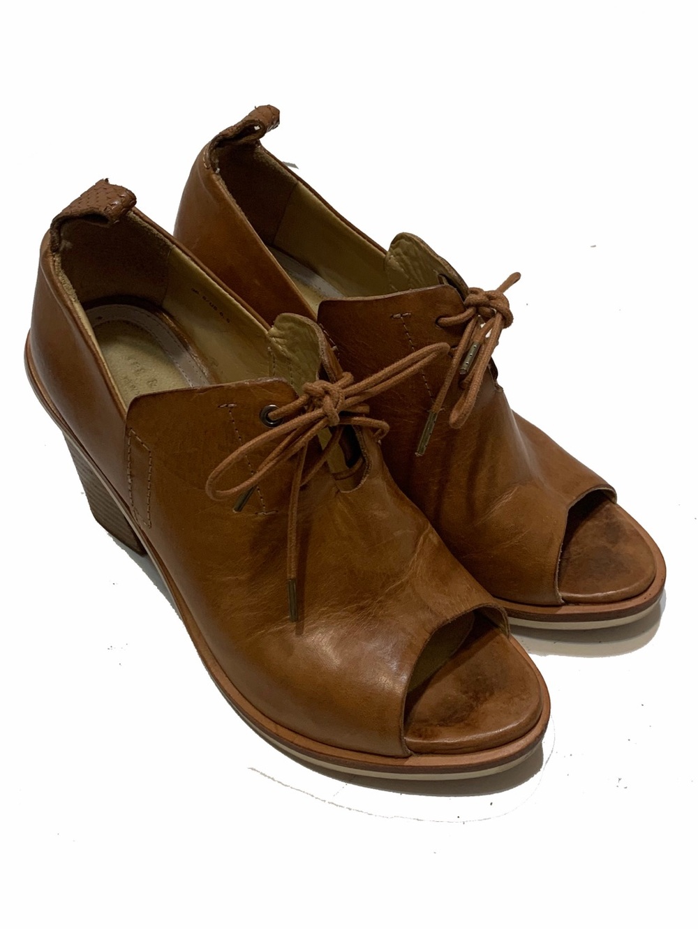 rag & bone high heel booties feature a lace-up front and a peep-toe opening